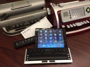 Several assistive technologies offered by the Andrew Heiskell Braille and Talking Book Library used to enable those with low vision to read