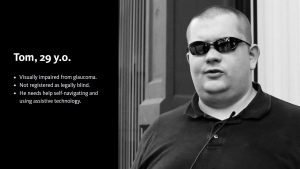 Description of challenges facing one patron of the Andrew Heiskell Library